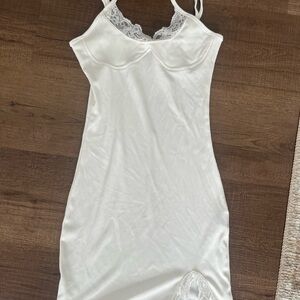 White Lace-Trim Slip Dress